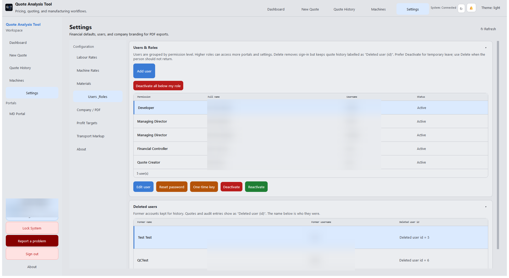 Users and roles